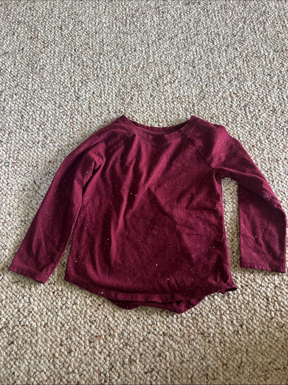 Cat & Jack Burgundy Long Sleeve Tee with Sparkle